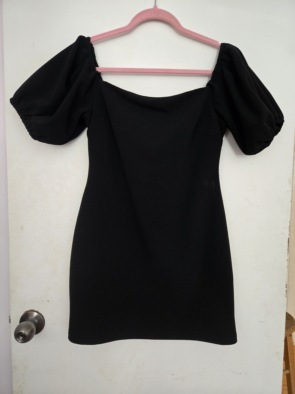 Lulu's Black Off-Shoulder Puff Sleeve Mini Dress